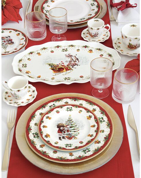 Set van 2 veelkleurige nostalgische kerstplacemats - 34,5 x 34,5 cm