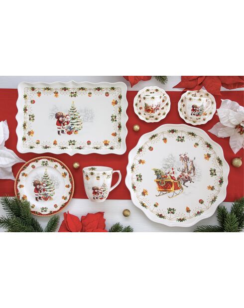Set van 2 veelkleurige nostalgische kerstplacemats - 34,5 x 34,5 cm