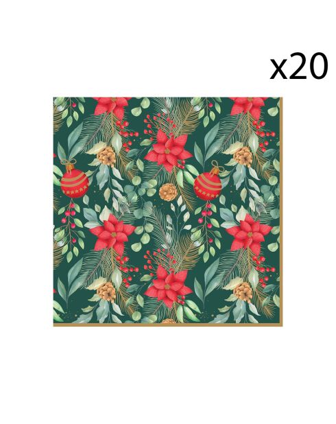 Juego de 20 servilletas de papel Christmas Joy multicolores, 33 x 33 x 8 cm