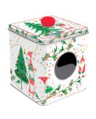 Metalen doos met venster Ready For Christmas veelkleurig - 13 x 13 x 14,5 cm