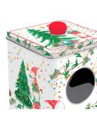 Metalen doos met venster Ready For Christmas veelkleurig - 13 x 13 x 14,5 cm