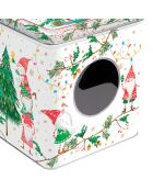 Metalen doos met venster Ready For Christmas veelkleurig - 13 x 13 x 14,5 cm