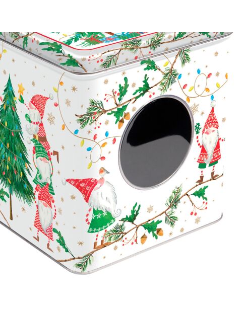 Metalen doos met venster Ready For Christmas veelkleurig - 13 x 13 x 14,5 cm