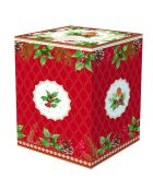 Christmas Berries Porzellanglas mit mehrfarbigem Bambusdeckel - 11 x 11 x 16 cm