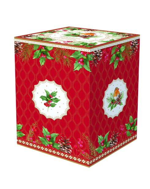 Tarro de porcelana Christmas Berries con tapa de bambú multicolor, 11 x 11 x 16 cm