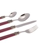 Besteckset aus Edelstahl, klassisch, Hortensienblau, 24-teilig