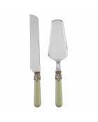 Klassisches Dessertservice aus Edelstahl, Salbeigrün, 25 x 5 x 4 cm, 2er-Set