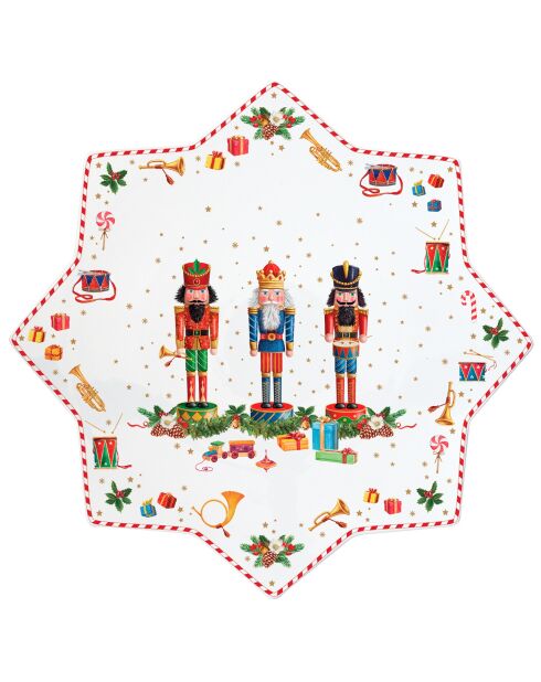 Juego de tartas de porcelana multicolor con forma de cascanueces vintage, 32 x 32 x 2 cm