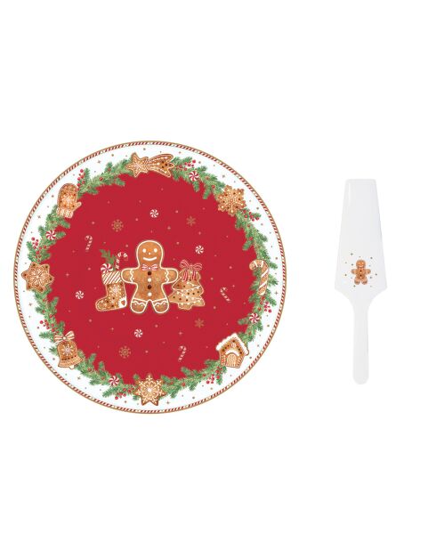 Set de 2 juegos de tartas de porcelana con pala Fancy Gingerbread multicolor, 32 x 32 x 0,04 cm