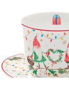 Ready For Christmas porseleinen ontbijtkop en schotel meerkleurig - 400ml