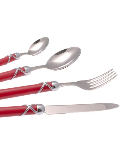 Set posate Fiocco in acciaio inox rosso - 24 pezzi