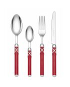 Set posate Fiocco in acciaio inox rosso - 24 pezzi