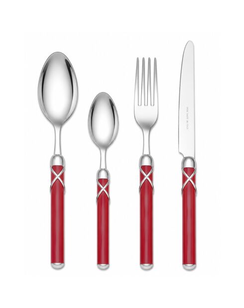 Set posate Fiocco in acciaio inox rosso - 24 pezzi