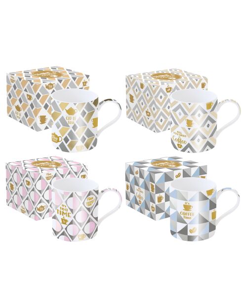 Set de 4 tazas de porcelana Glitter & Color color C.B multicolor - 350 ml