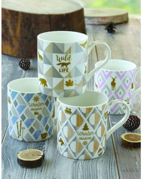 Set de 4 tazas de porcelana Glitter & Color color C.B multicolor - 350 ml