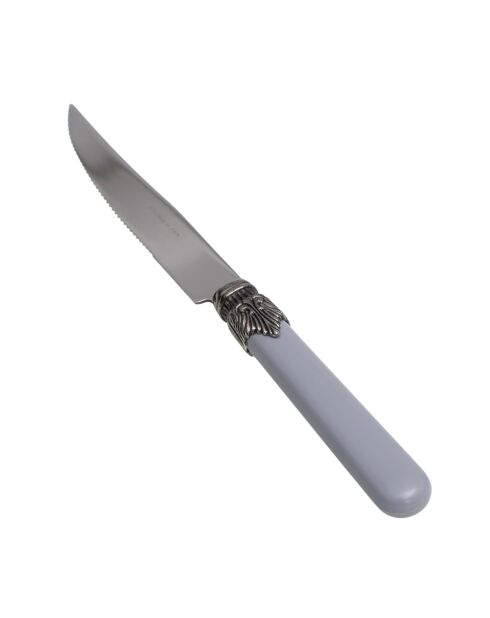 Juego de 6 cuchillos clásicos para carne de acero inoxidable gris, 26 x 5,8 x 7 cm