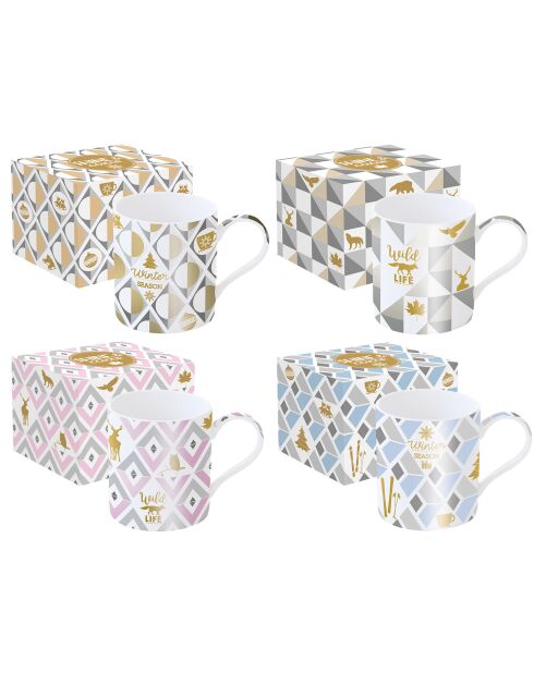 Set de 4 tazas de porcelana Glitter & Color en varios colores multicolor - 350 ml