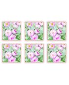 Set de 6 posavasos de corcho multicolores con forma de rosas en flor, 10,5 x 10,5 x 3 cm
