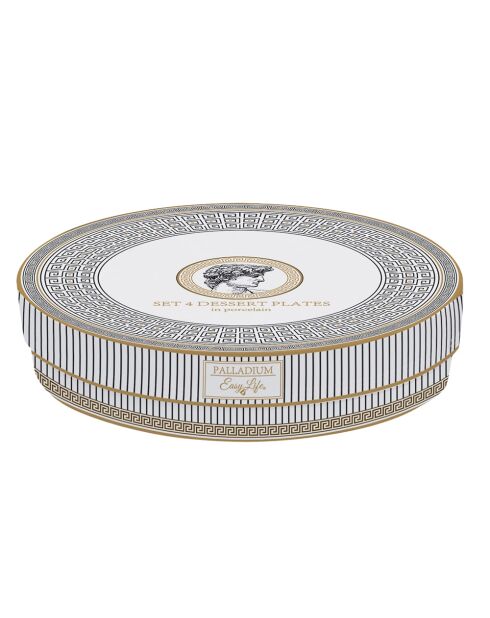 Set di 4 piatti da dessert in porcellana Palladium bianca - 19 x 19 x 1,5 cm