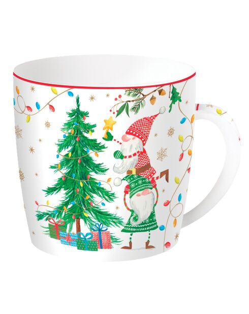 Porzellantasse in einer mehrfarbigen Ready For Christmas-Metallbox — 350 ml