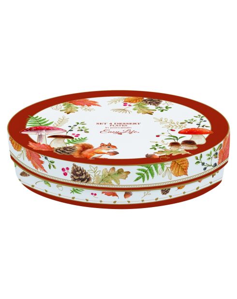 Juego de 4 platos de postre de porcelana multicolor Autumn Breeze, 19 x 19 x 1,5 cm