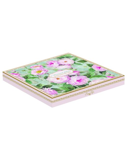 Plato de postre de porcelana multicolor Roses In Bloom, 20 x 20 x 2 cm