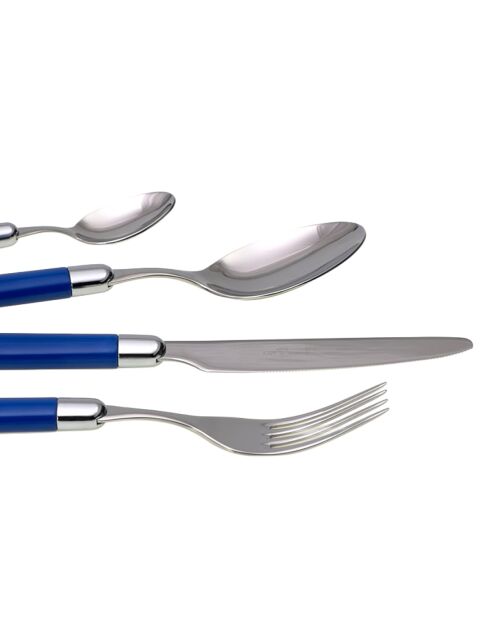 Pastello blauwe bestekset van roestvrij staal - 24 stuks