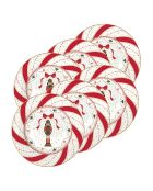 Set mit 6 mehrfarbigen Nussknacker Twist Vorspeisen- oder Desserttellern aus Porzellan, 19 x 19 x 1,5 cm