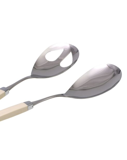 Lot de 2 services à salade en acier inoxydable Easy ivoire - 25 x 5 x 4 cm