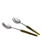 Lot de 2 services à salade en acier inoxydable Maui vert - 25 x 5 x 4 cm