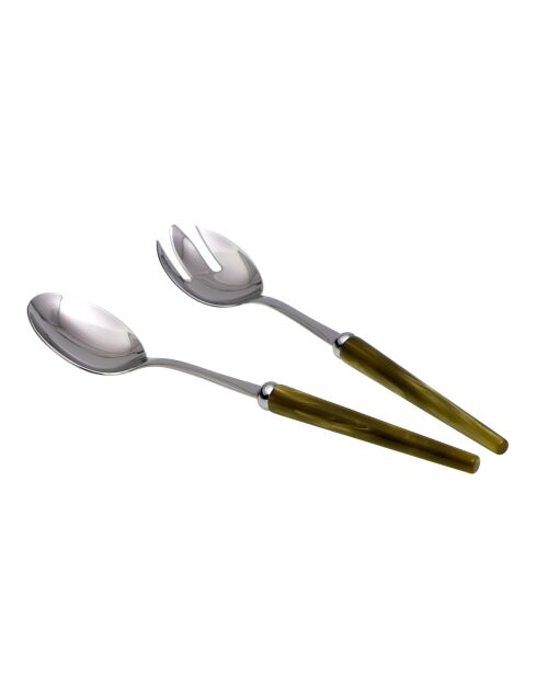 Lot de 2 services à salade en acier inoxydable Maui vert - 25 x 5 x 4 cm