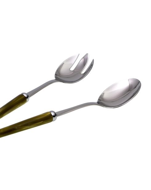 Lot de 2 services à salade en acier inoxydable Maui vert - 25 x 5 x 4 cm