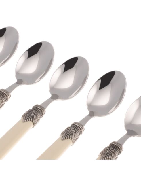 Set de 6 cucharas de café de acero inoxidable Classic marfil, 16,5 x 4,5 x 5 cm