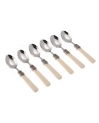 Set de 6 cucharas de café de acero inoxidable Classic marfil, 16,5 x 4,5 x 5 cm