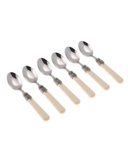 Set de 6 cucharas de café de acero inoxidable Classic marfil, 16,5 x 4,5 x 5 cm