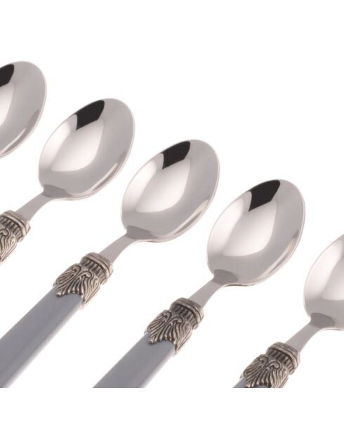 Juego de 6 cucharas de café clásicas de acero inoxidable gris, 16,5 x 4,5 x 5 cm