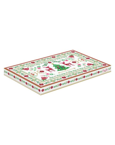 Bandeja ovalada de porcelana multicolor Christmas Folk - 36 x 25 x 4 cm