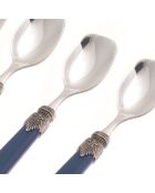 Set di 6 cucchiaini da gelato classici in acciaio inossidabile blu pavone - 16,5 x 4,5 x 5 cm