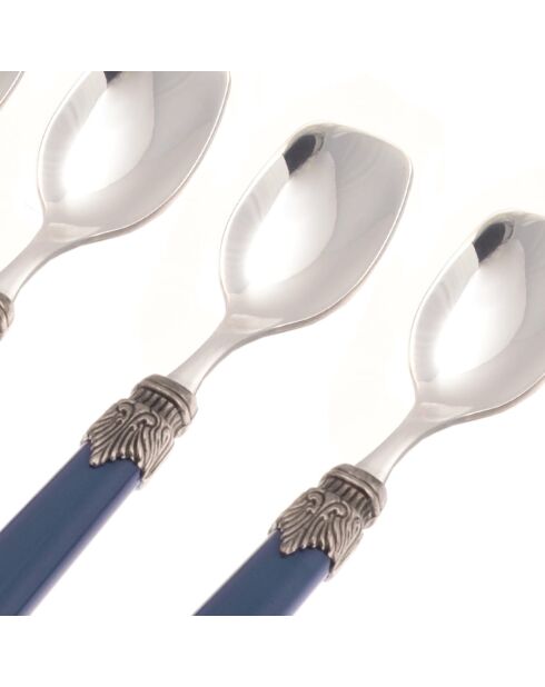Juego de 6 cucharas de helado clásicas de acero inoxidable azul pavo real, 16,5 x 4,5 x 5 cm