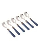 Set di 6 cucchiaini da gelato classici in acciaio inossidabile blu pavone - 16,5 x 4,5 x 5 cm