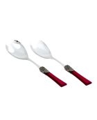 Lot de 2 services à salade en acier inoxydable Syrah bordeaux - 25 x 5 x 4 cm