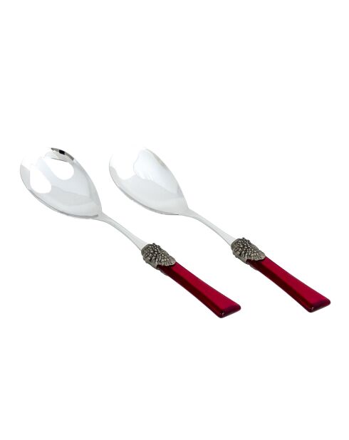 Juego de 2 platos para ensalada Syrah Bordeaux de acero inoxidable, 25 x 5 x 4 cm