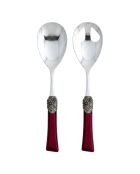 Lot de 2 services à salade en acier inoxydable Syrah bordeaux - 25 x 5 x 4 cm