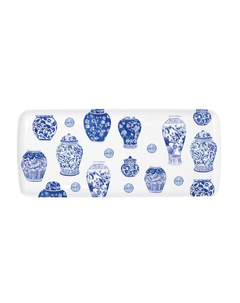 Bandeja rectangular de porcelana Pagoda multicolor - 28 x 12,5 x 2,3 cm