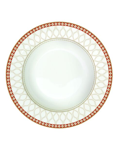Juego de 6 platos de sopa de porcelana con bayas de Navidad multicolores, 21,5 x 21,5 x 3,5 cm
