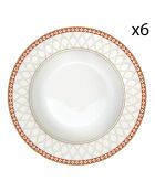 Juego de 6 platos de sopa de porcelana con bayas de Navidad multicolores, 21,5 x 21,5 x 3,5 cm