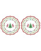 Set van 2 veelkleurige Christmas Folk placemats - 34,5 x 34,5 cm