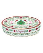 Set mit 4 mehrfarbigen Desserttellern aus Christmas Folk aus Porzellan, 19 x 19 x 1,5 cm