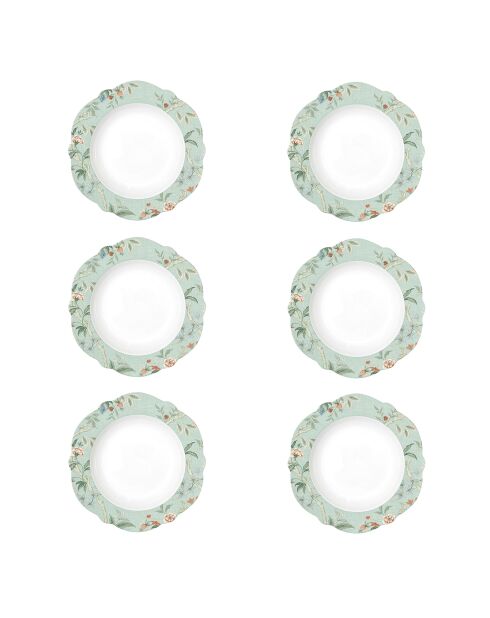 Juego de 6 platos de sopa de porcelana Zen Garden Green multicolores, 23 x 23 x 3,5 cm