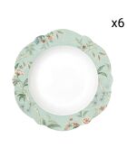Juego de 6 platos de sopa de porcelana Zen Garden Green multicolores, 23 x 23 x 3,5 cm